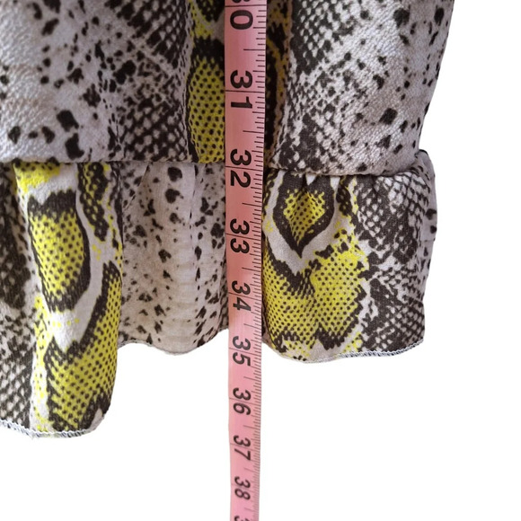 Bohoo Size 14 Snake Print Ruffle Faux Wrap Long Sleeve Elastic Waist Mini Dress - Picture 11 of 11